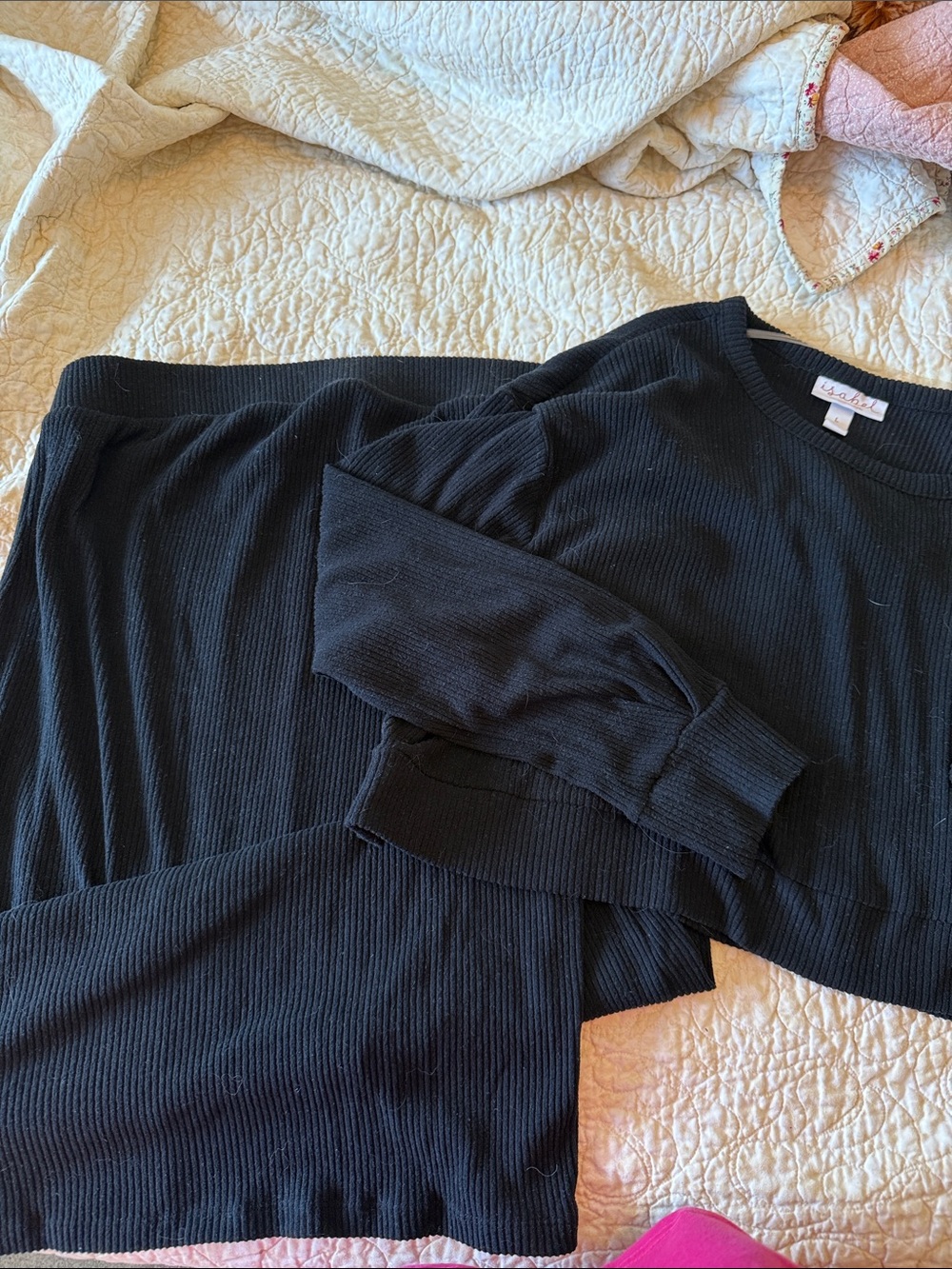 Maternity Black Ribbed Crew Neck Sweater Set